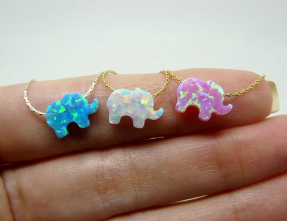 Opal elephant necklace - OpaLandJewelry