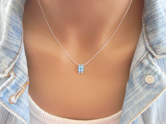 Opal Hashtag necklace - OpaLandJewelry