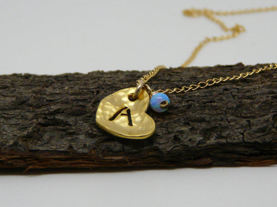 Initial heart necklace - OpaLandJewelry