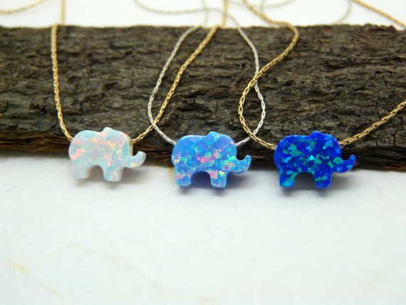 Opal elephant necklace - OpaLandJewelry