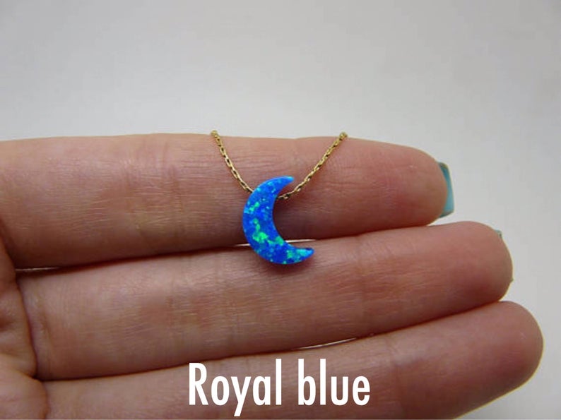 Opal Moon Pendant Necklace – Celestial Beauty - OpaLandJewelry