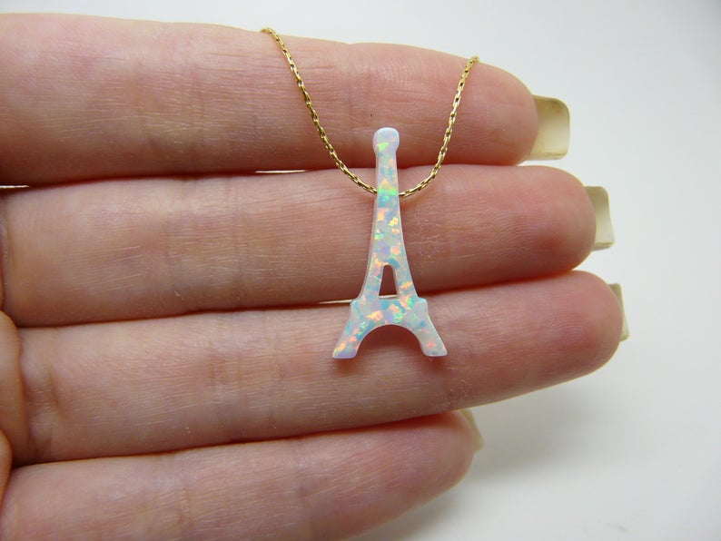 Opal Eiffel Tower Necklace - OpaLandJewelry