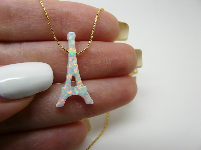 Opal Eiffel Tower Necklace - OpaLandJewelry