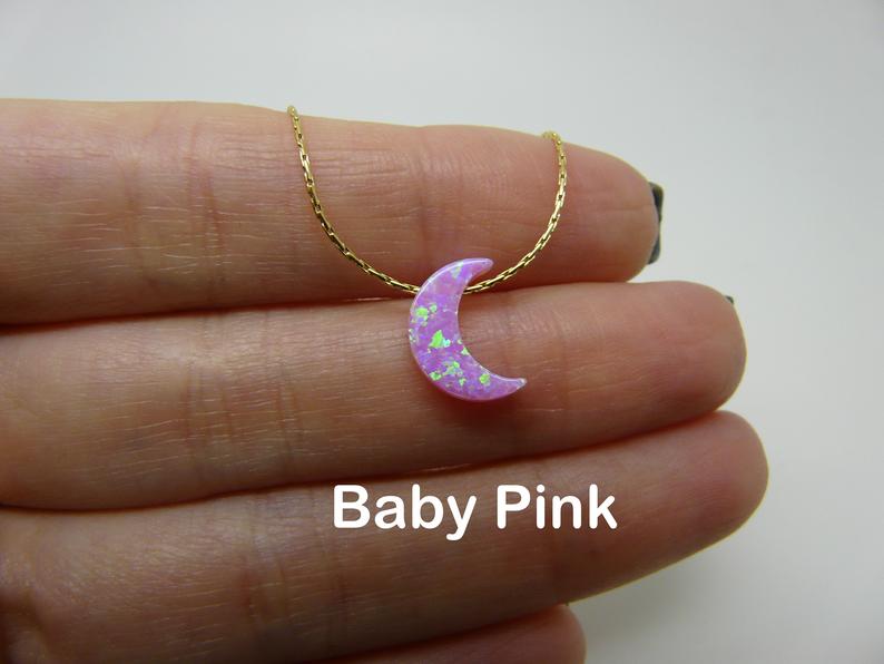 Opal Moon Pendant Necklace – Celestial Beauty - OpaLandJewelry