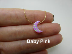 Women's Opal Moon Pendant Necklace