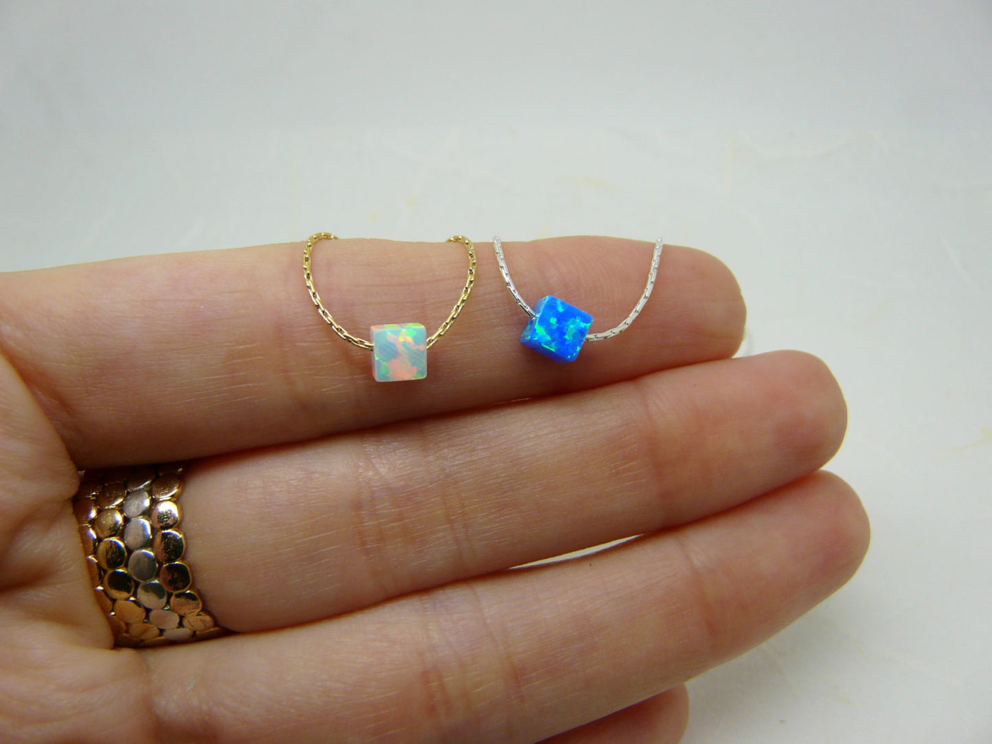 Cube Opal necklace - OpaLandJewelry