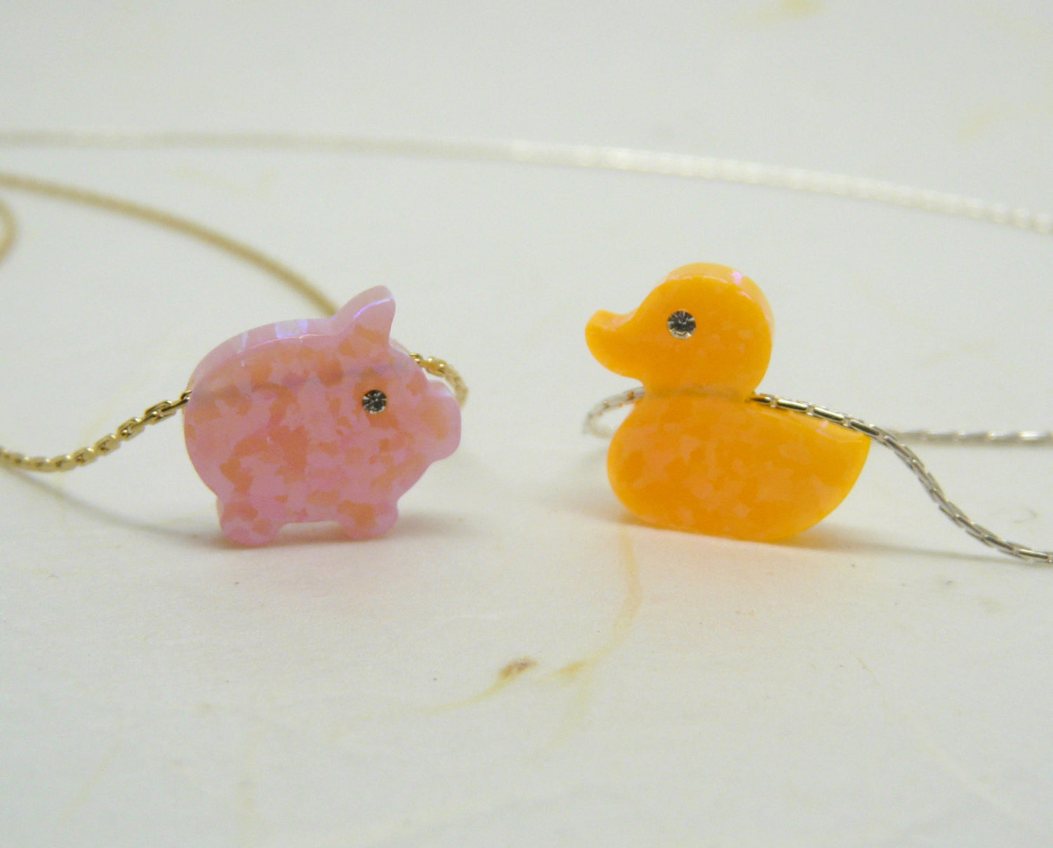 Rubber duck / Pig necklace - OpaLandJewelry