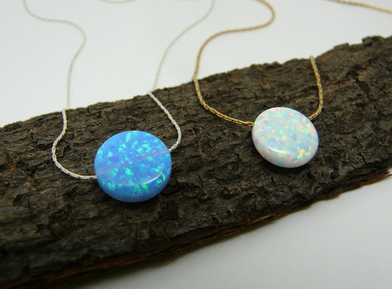 Opal coin necklace - OpaLandJewelry