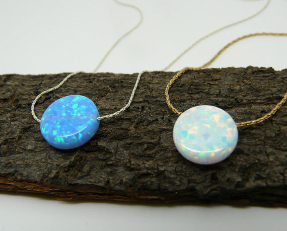 Opal coin necklace - OpaLandJewelry
