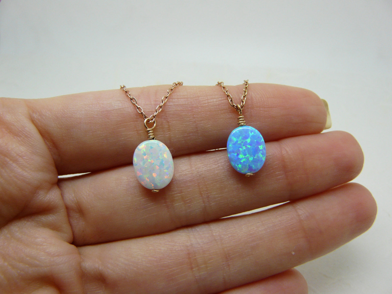 Rose gold wire wrapped Opal necklace - OpaLandJewelry