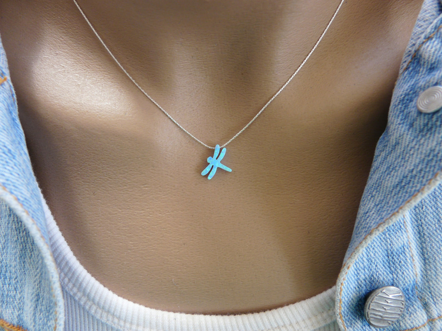 Opal dragonfly necklace - OpaLandJewelry