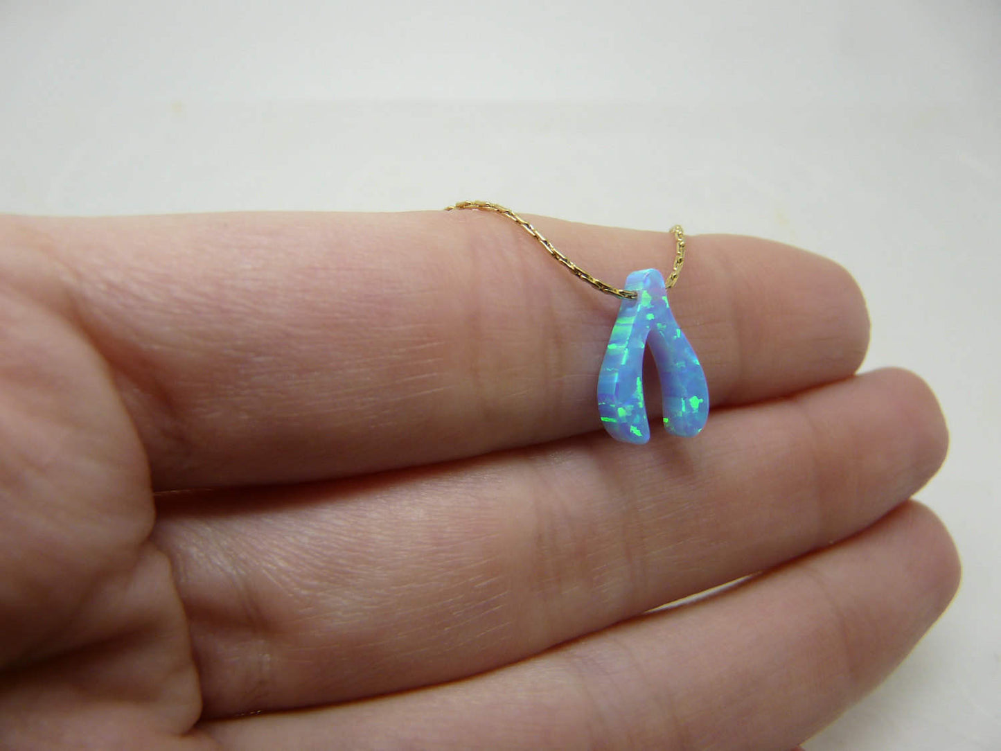 Opal wishbone charm - OpaLandJewelry