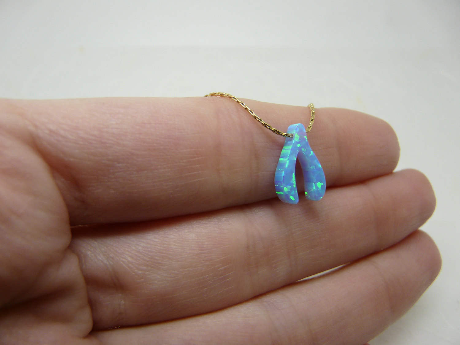 Opal wishbone charm - OpaLandJewelry