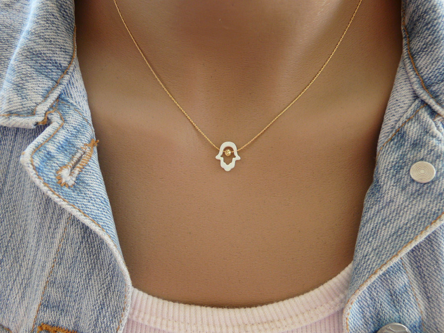 Cutout Hamsa necklace - OpaLandJewelry