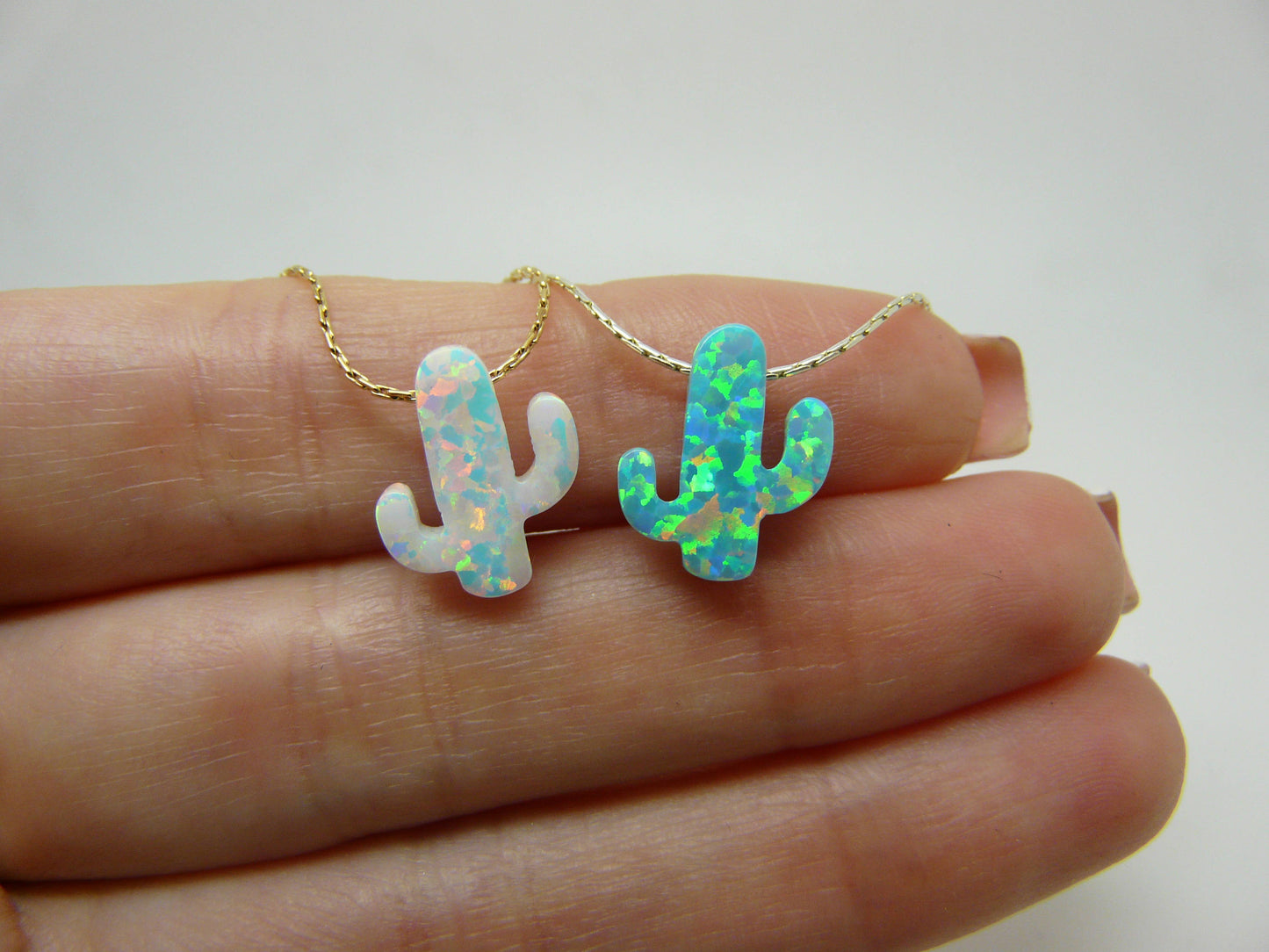 Opal cactus necklace - OpaLandJewelry