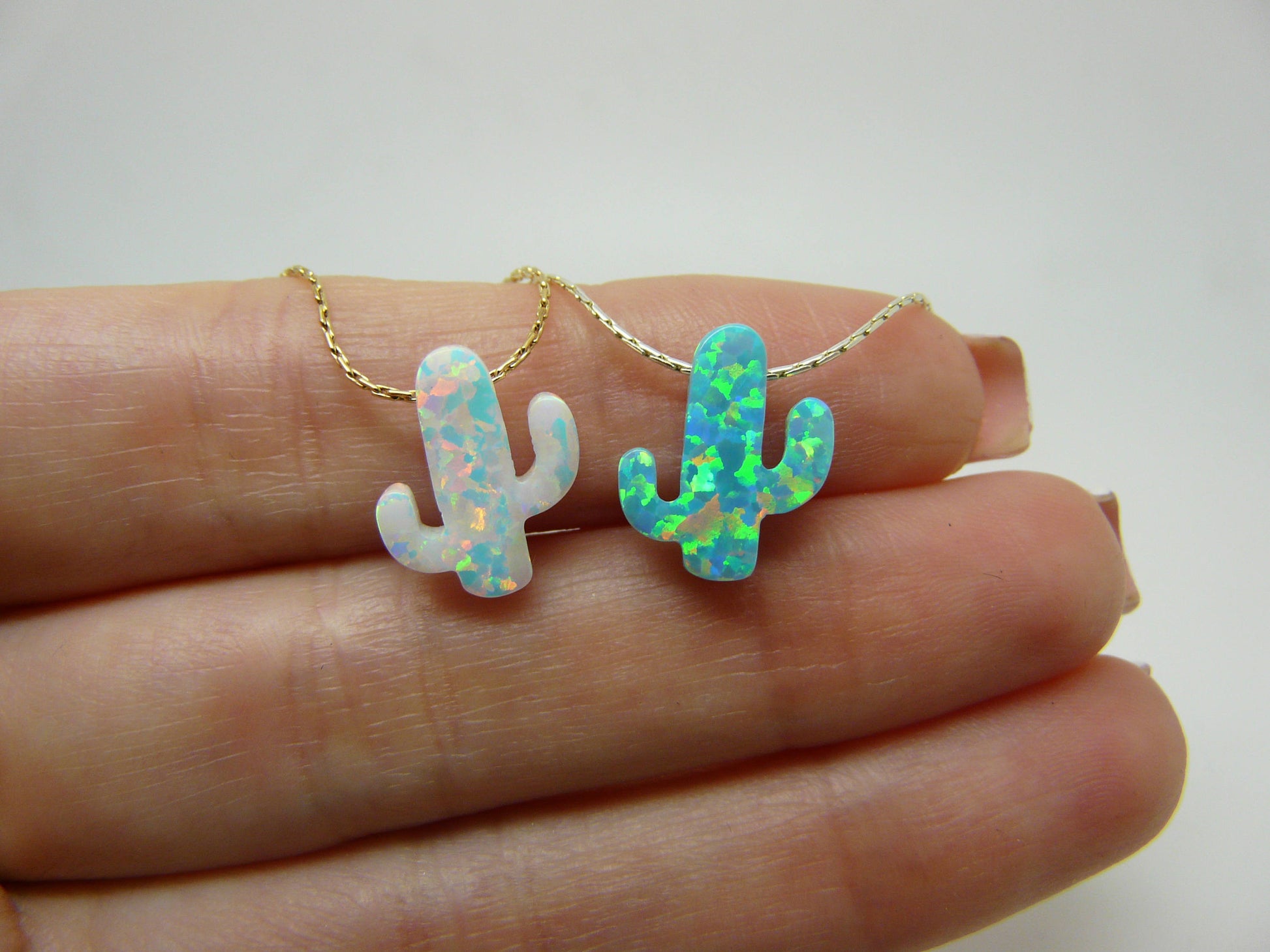 Opal cactus necklace - OpaLandJewelry