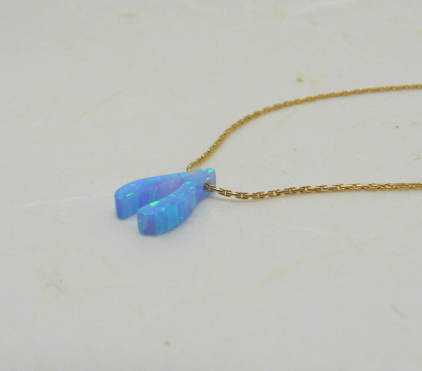 Opal wishbone charm - OpaLandJewelry