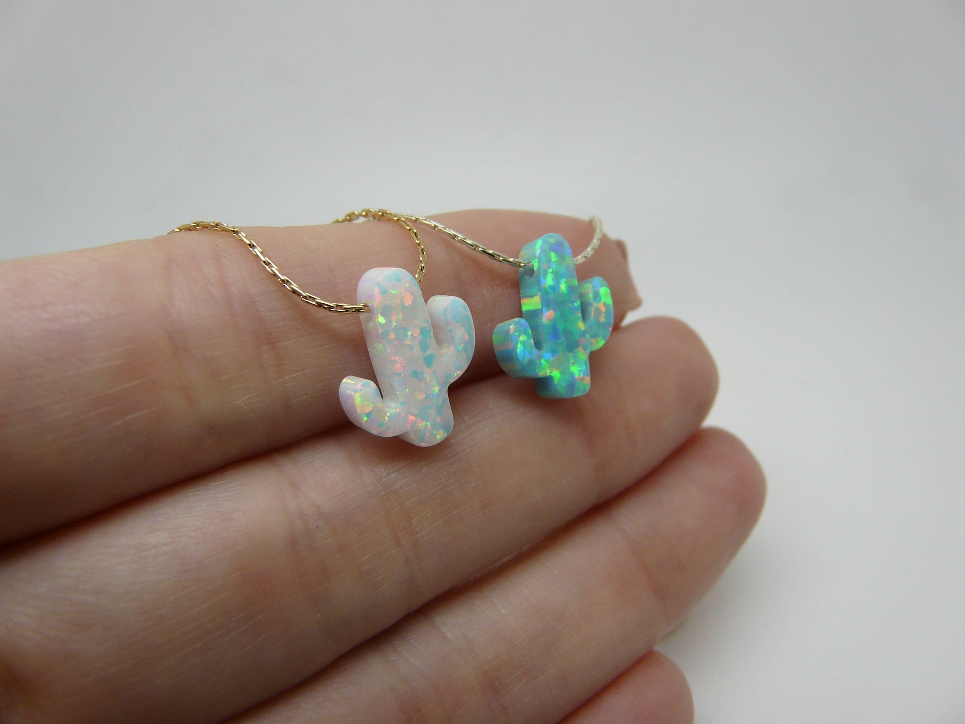 Opal cactus necklace - OpaLandJewelry