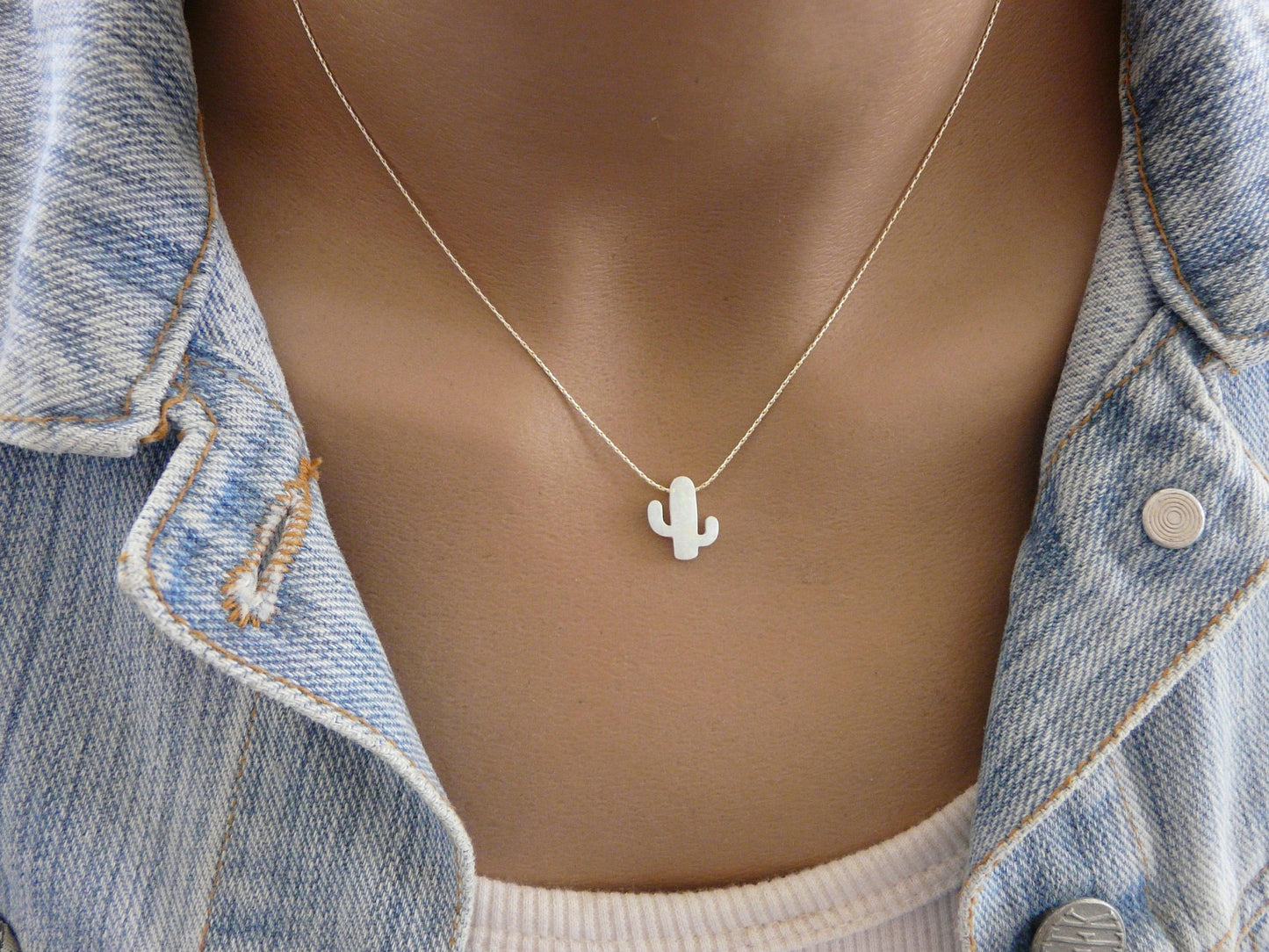 Opal cactus necklace - OpaLandJewelry