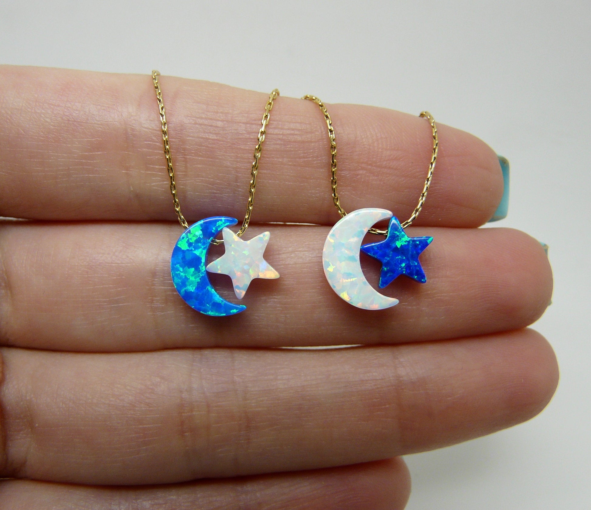 Crescent moon necklace with star