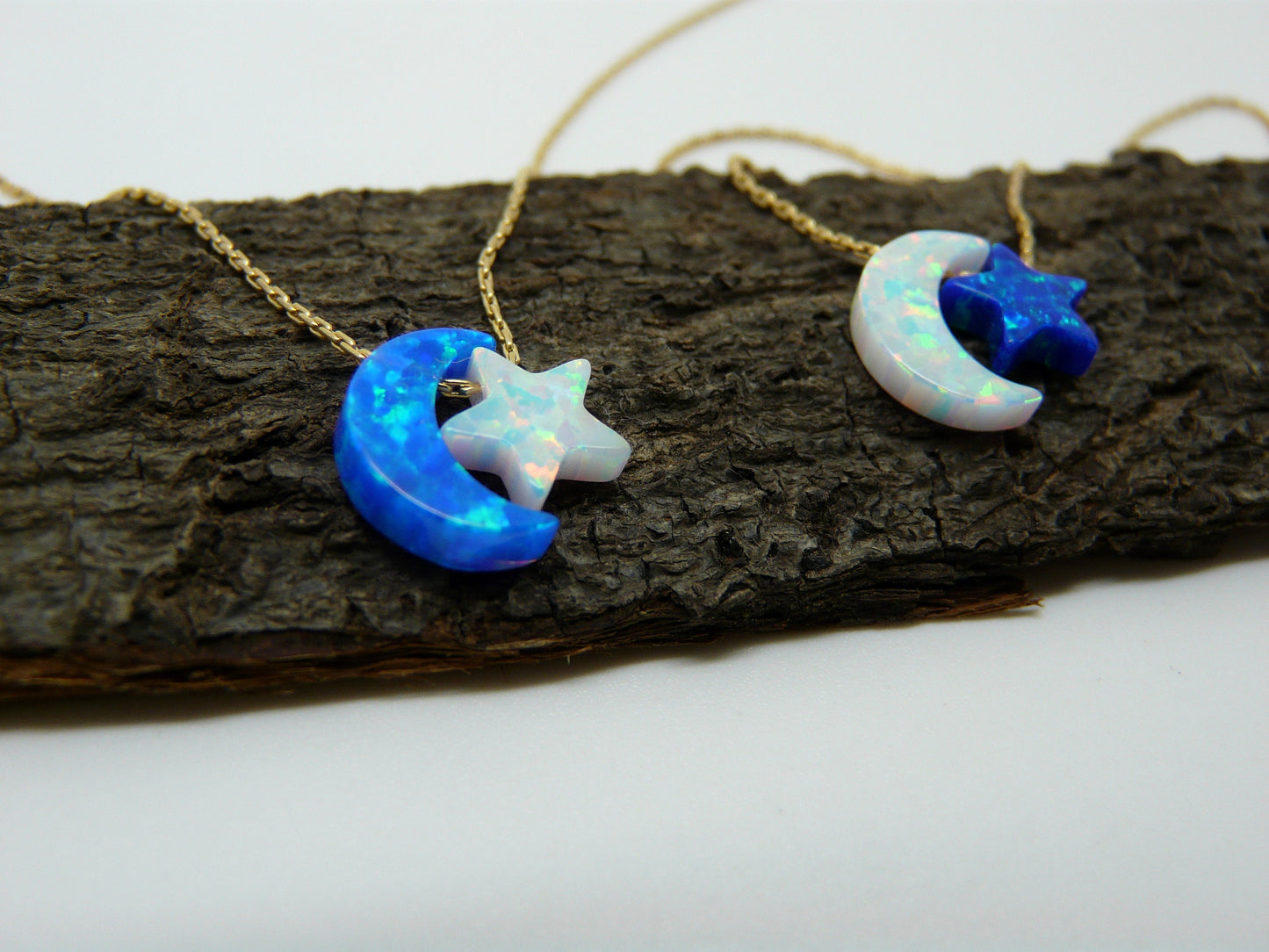 Crescent moon necklace with star