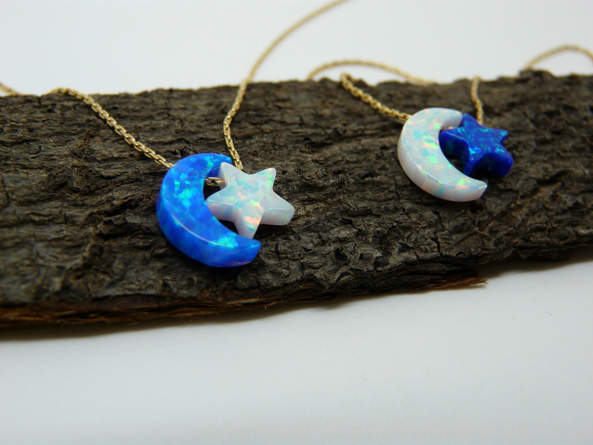 Crescent moon necklace with star