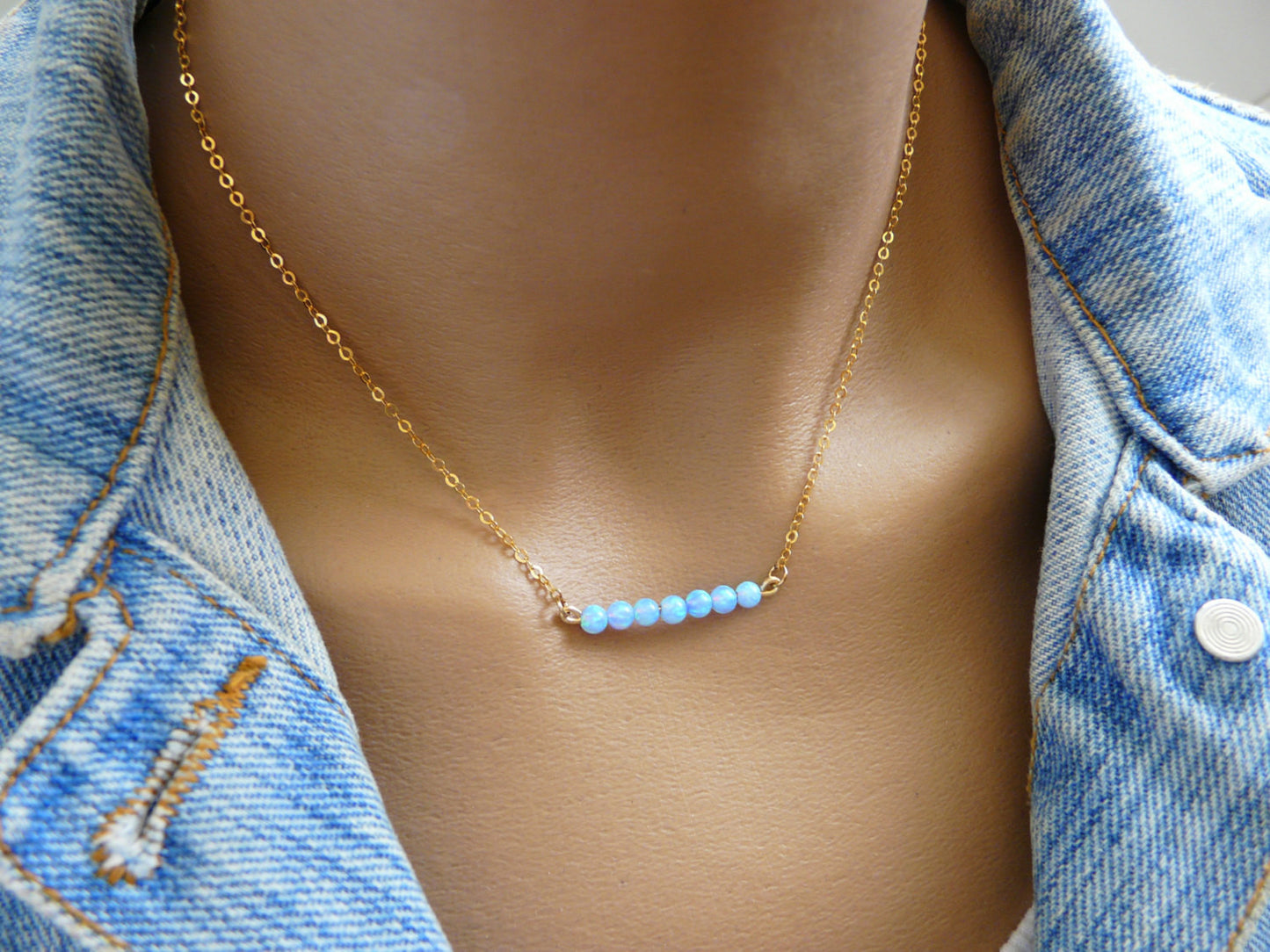 Opal bar necklace - OpaLandJewelry