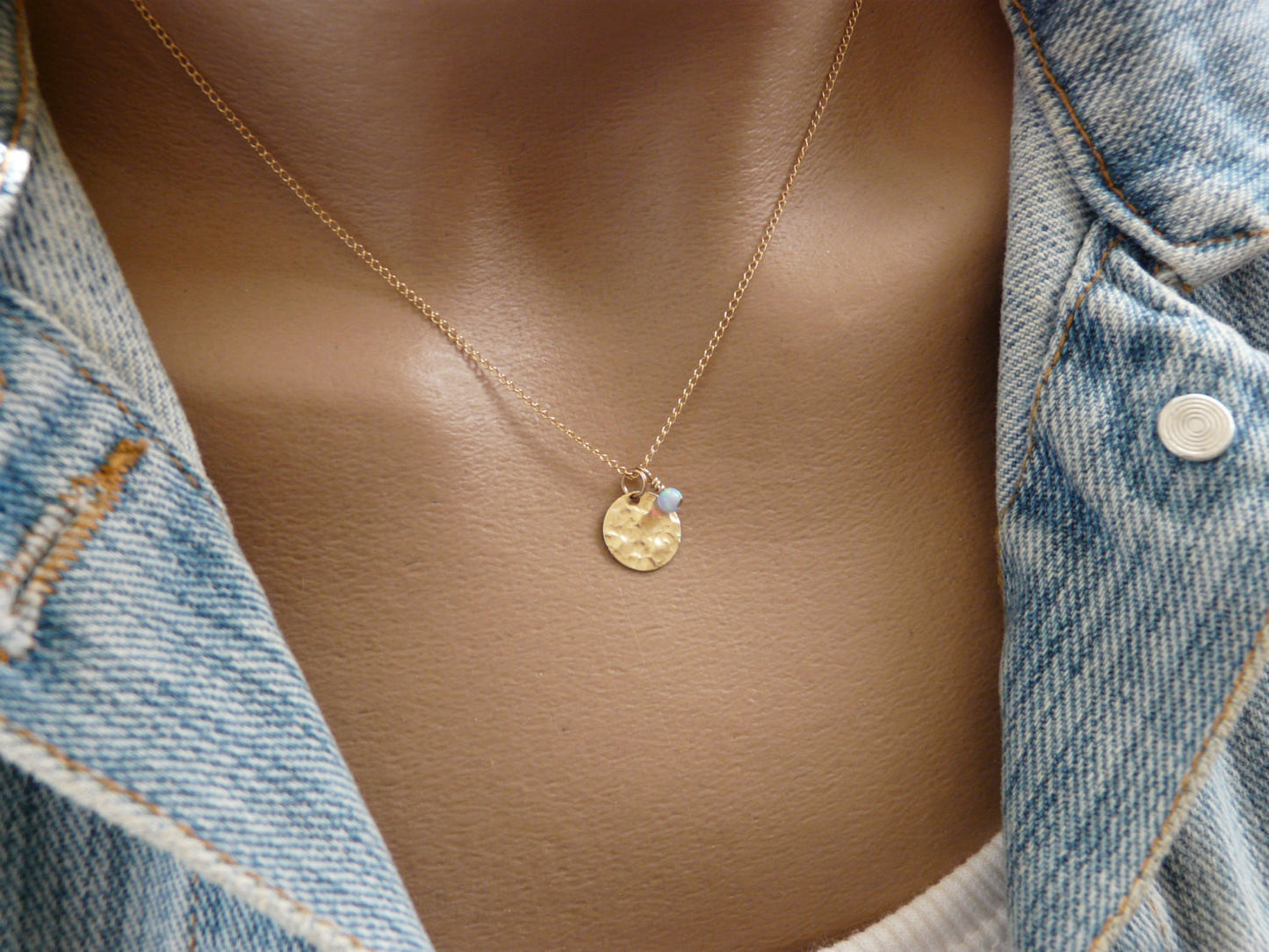 Gold disc necklace - OpaLandJewelry