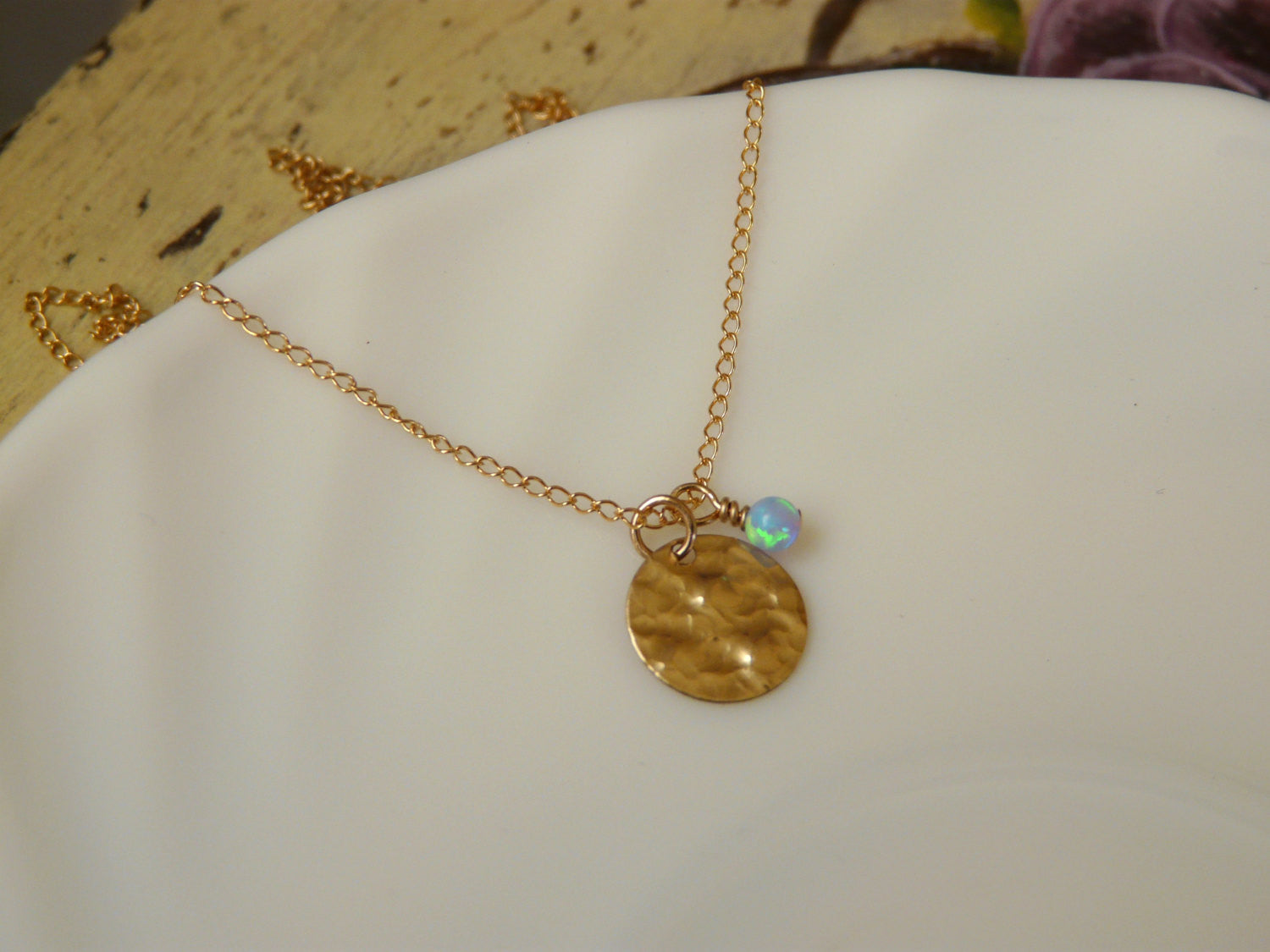 Gold disc necklace - OpaLandJewelry