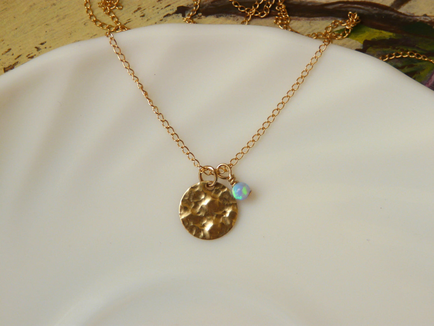 Gold disc necklace - OpaLandJewelry