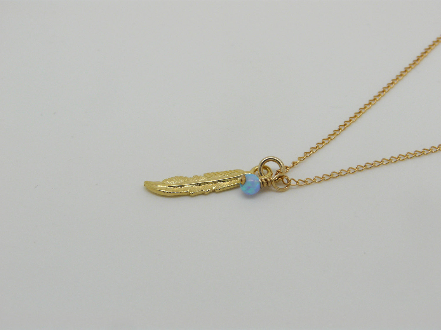 Feather necklace with Opal - OpaLandJewelry