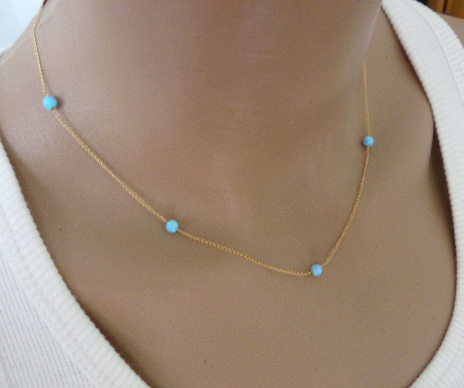 Dainty Opal Beaded Necklace – Elegant Minimalist - OpaLandJewelry