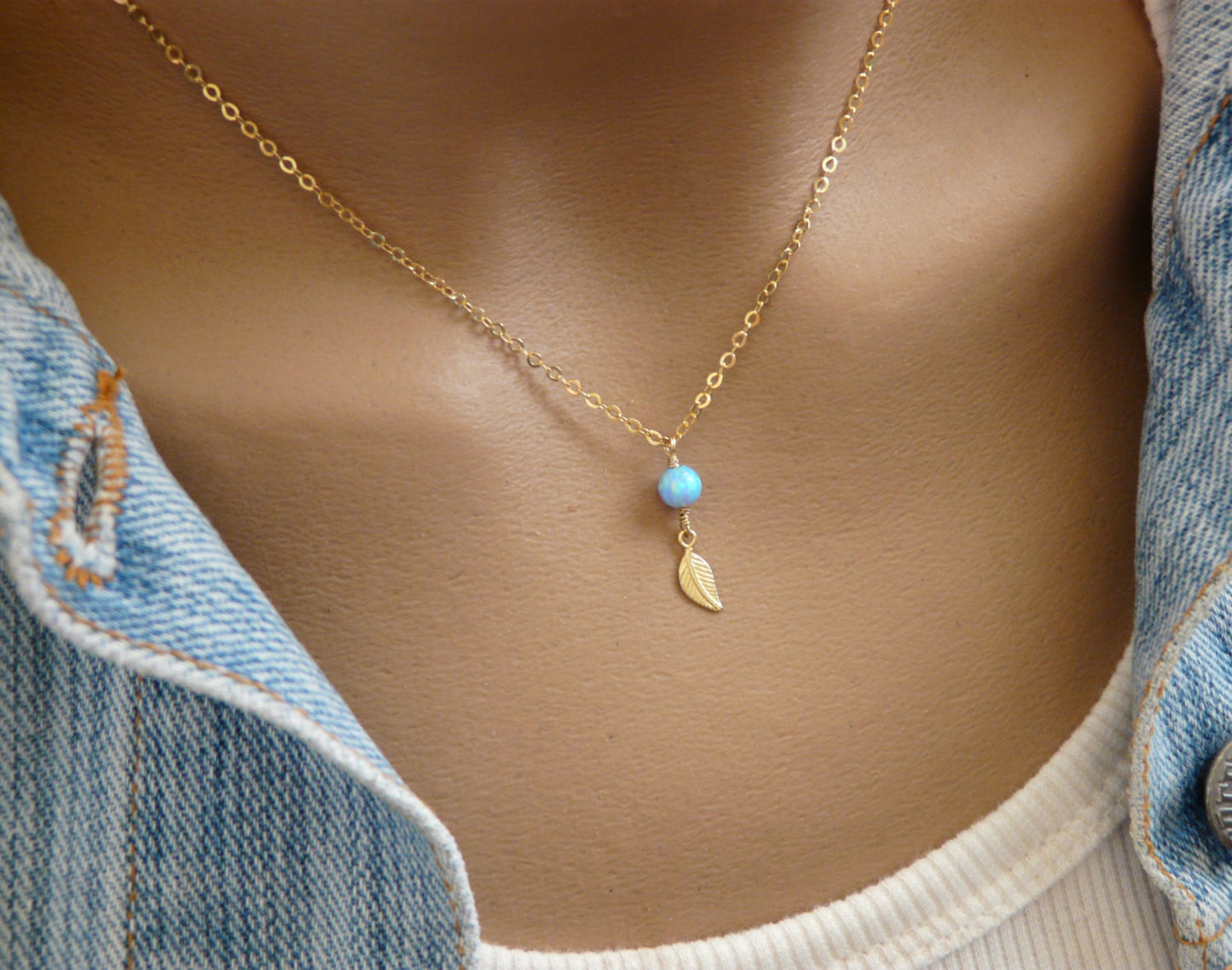 Leaf opal necklace - OpaLandJewelry