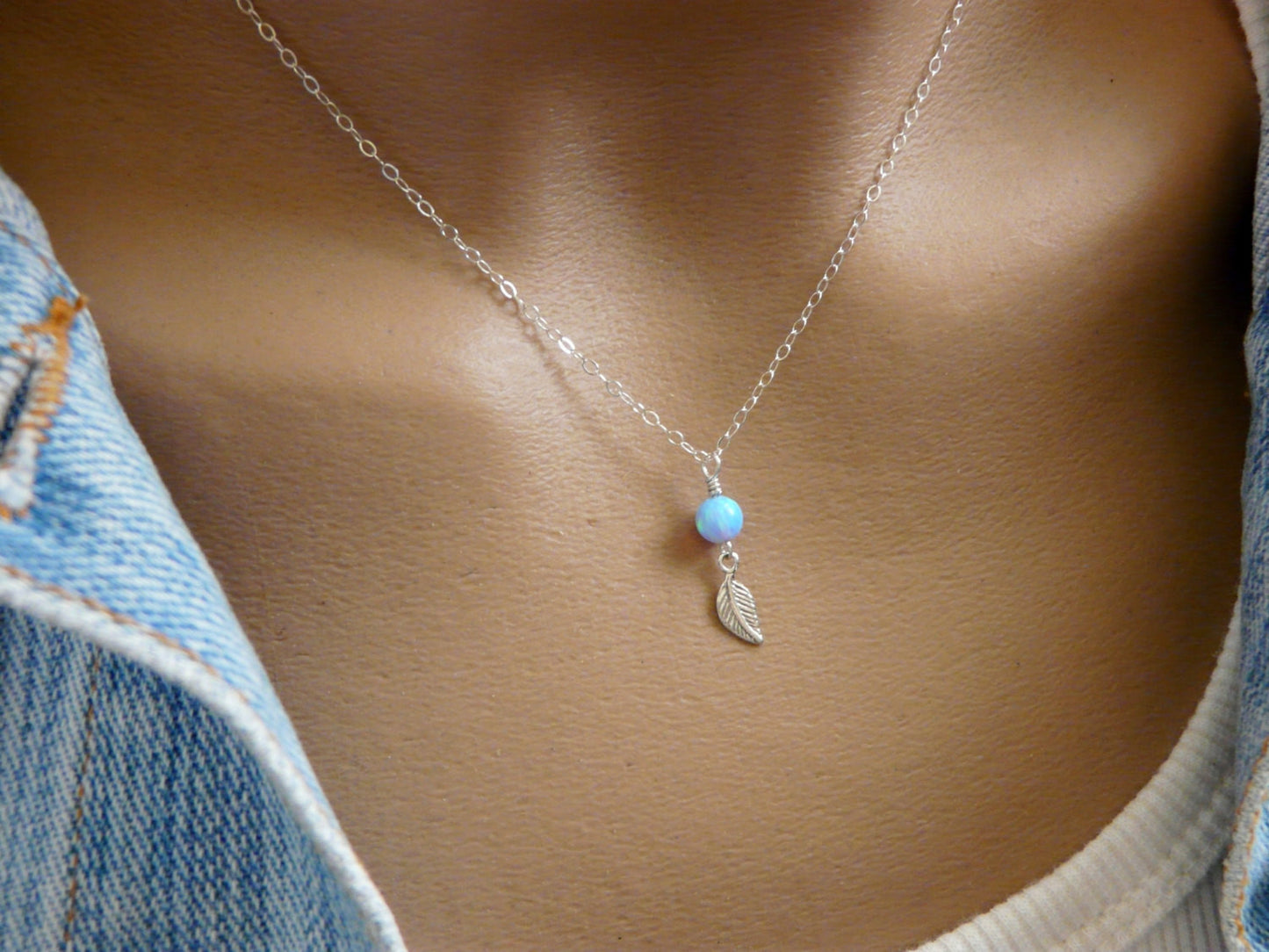 Leaf opal necklace - OpaLandJewelry