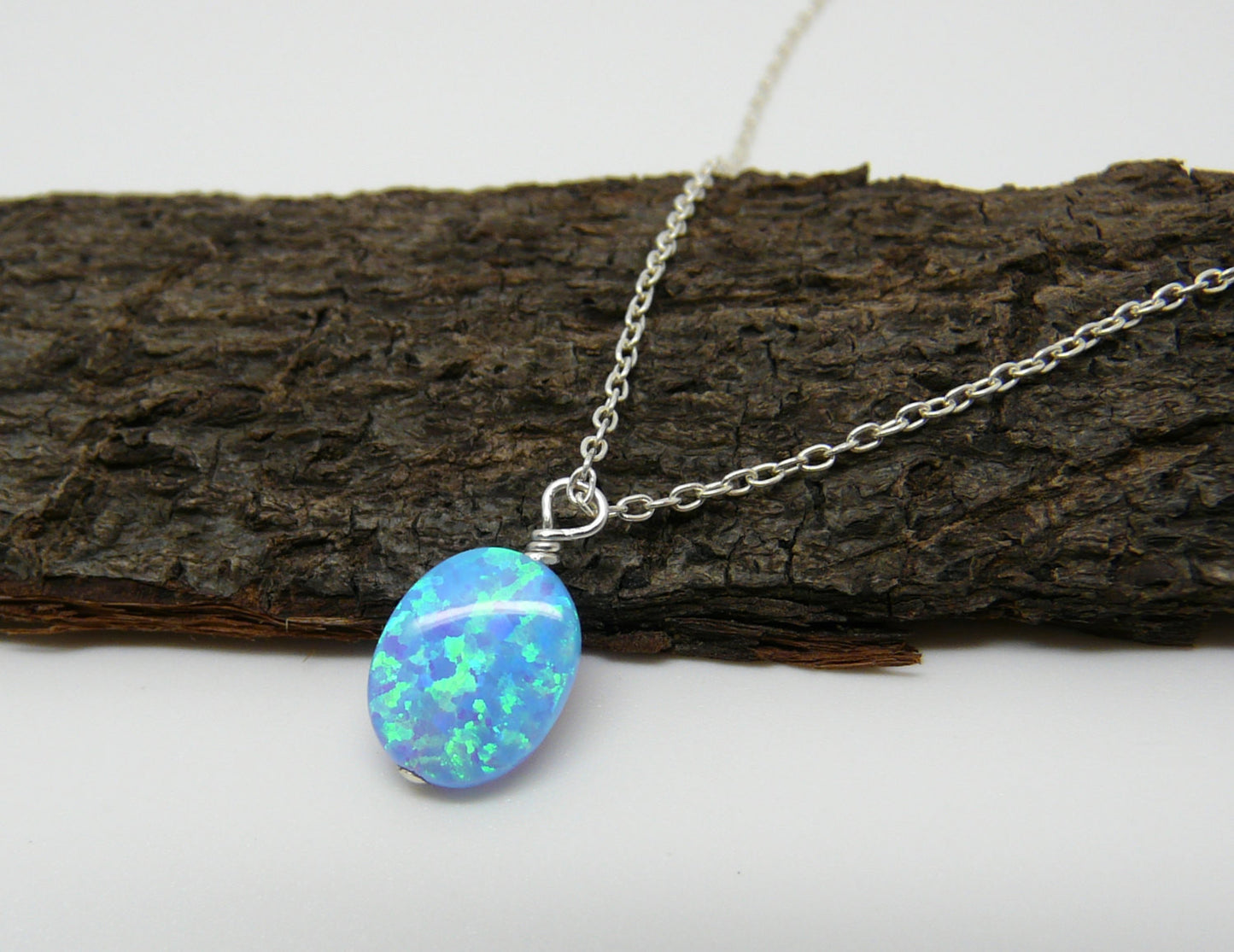 Rose gold wire wrapped Opal necklace - OpaLandJewelry