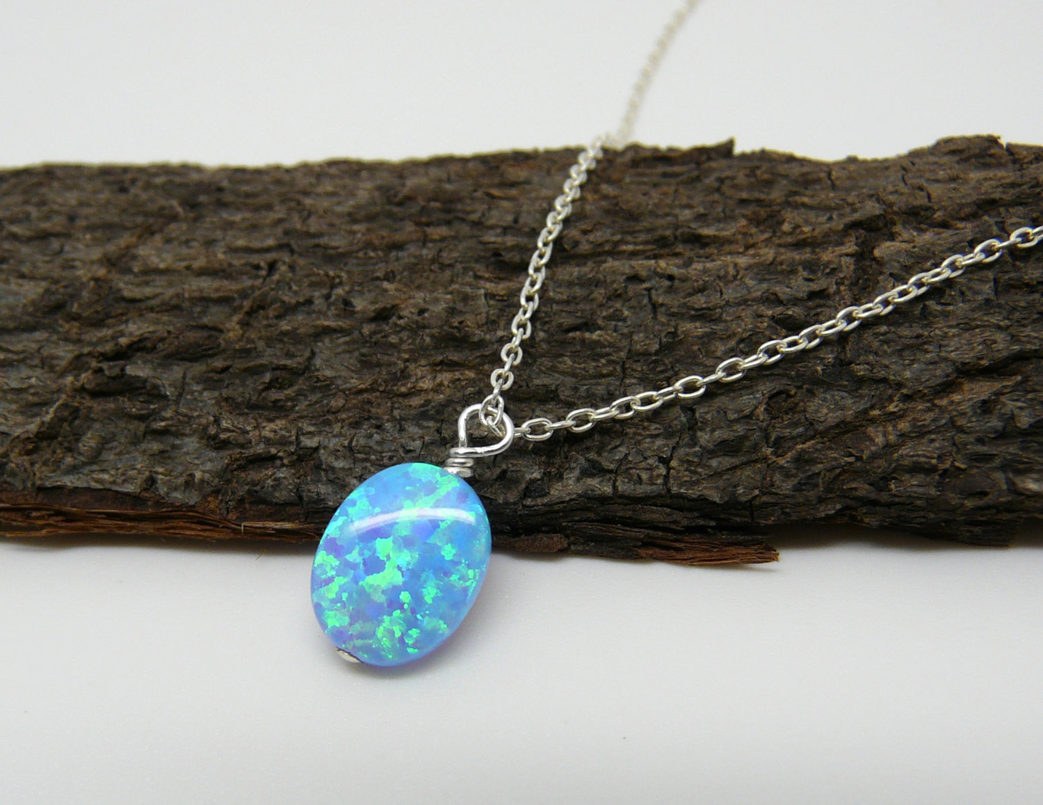 Rose gold wire wrapped Opal necklace - OpaLandJewelry