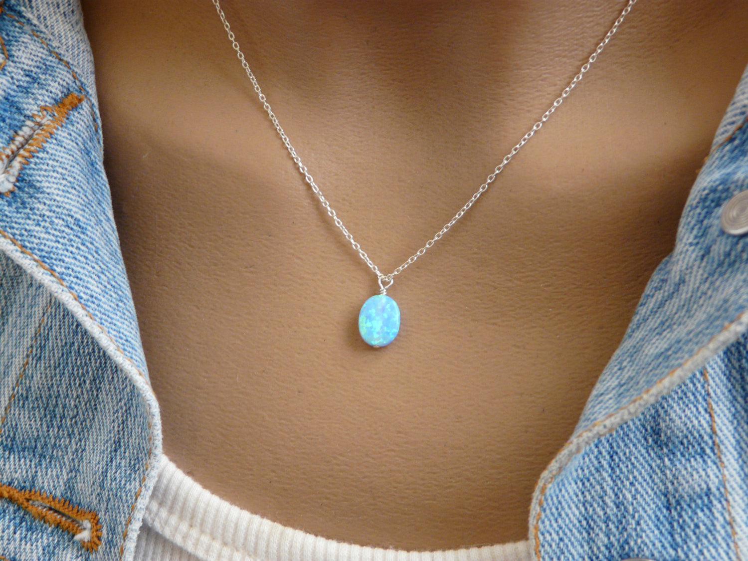 Rose gold wire wrapped Opal necklace - OpaLandJewelry