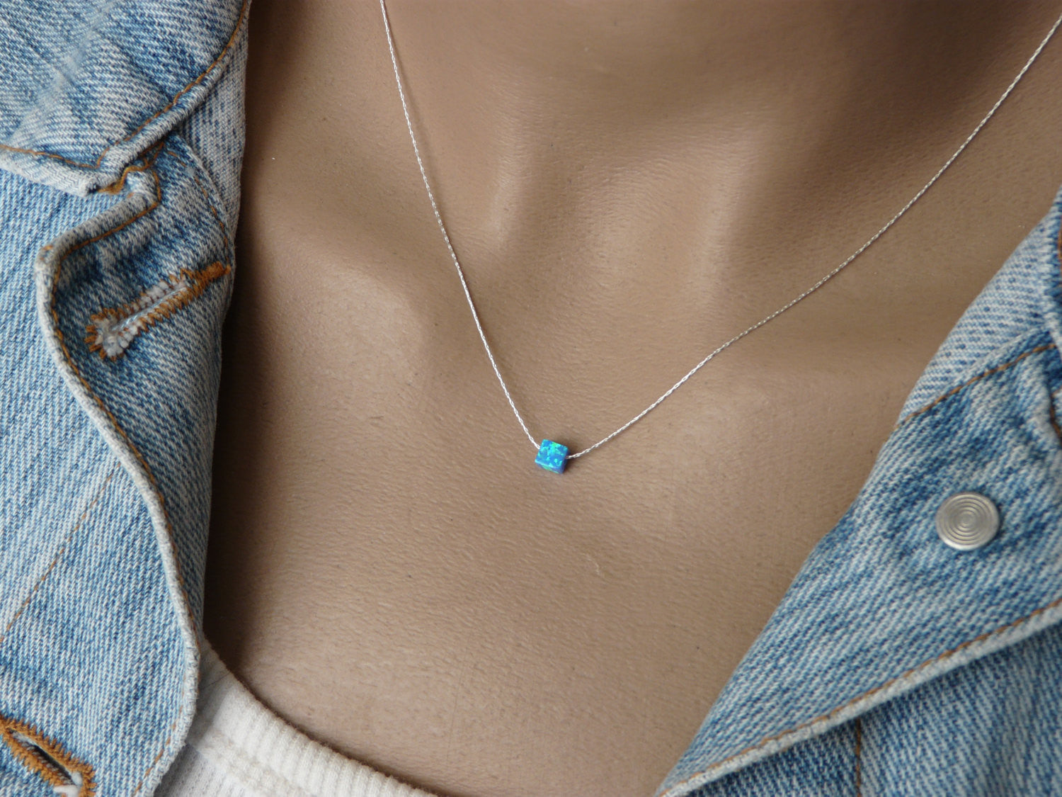 Cube Opal necklace - OpaLandJewelry