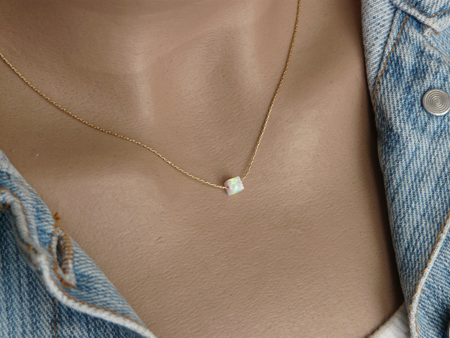Cube Opal necklace - OpaLandJewelry
