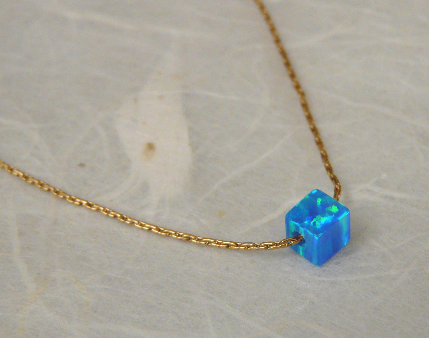 Cube Opal necklace - OpaLandJewelry