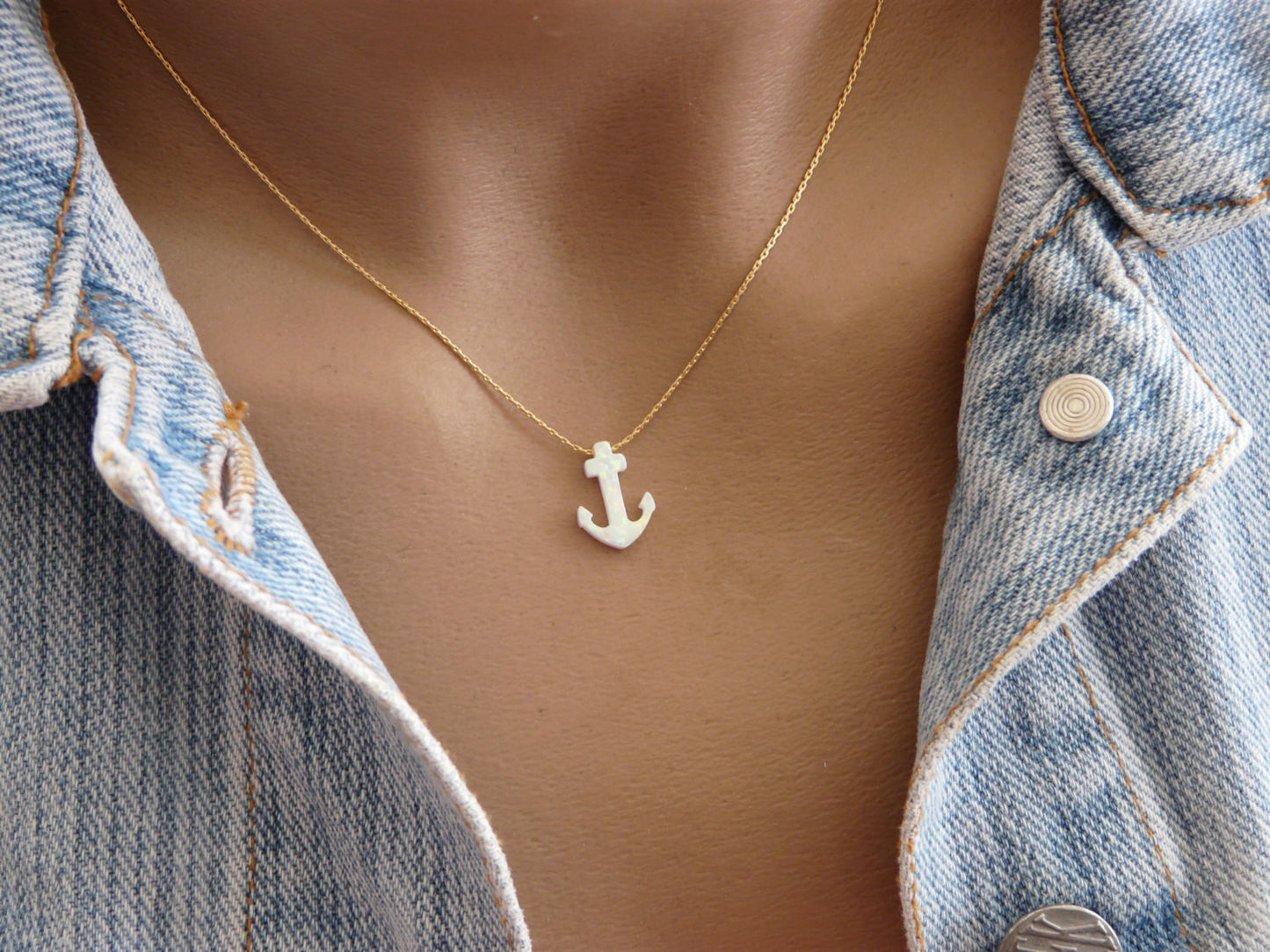 Opal Anchor necklace - OpaLandJewelry