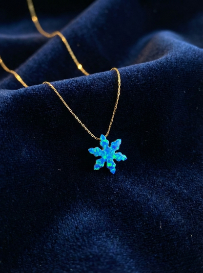 Opal Blue Snowflake Necklace