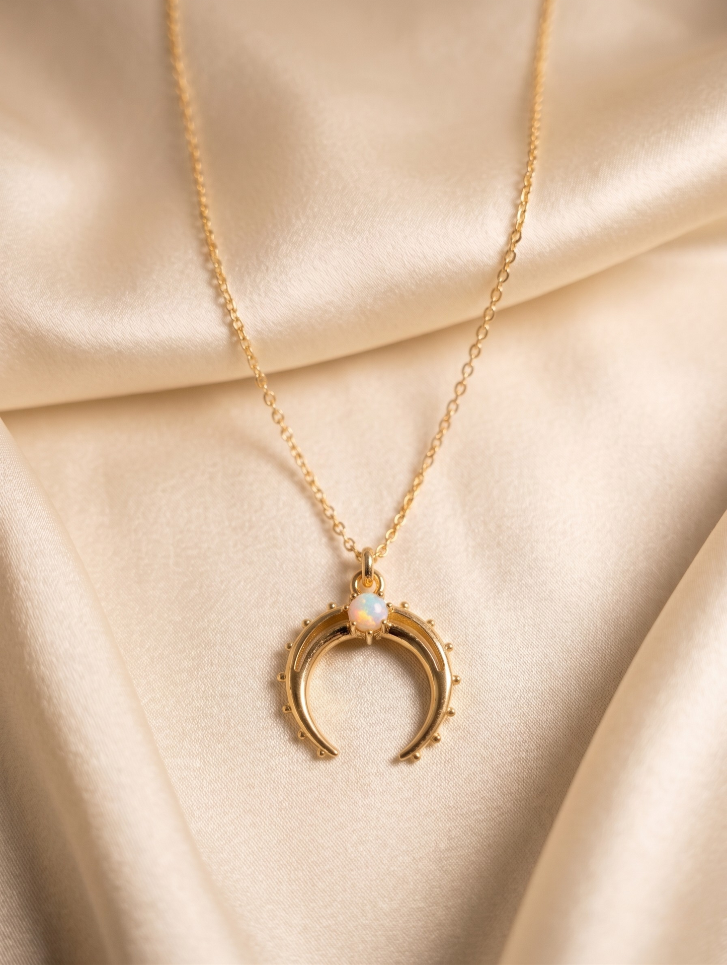 Gold Crescent Horn Pendant