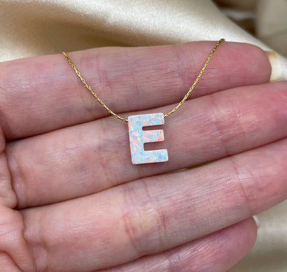 Personalized Opal Initial Necklace – Custom Letter A-Z