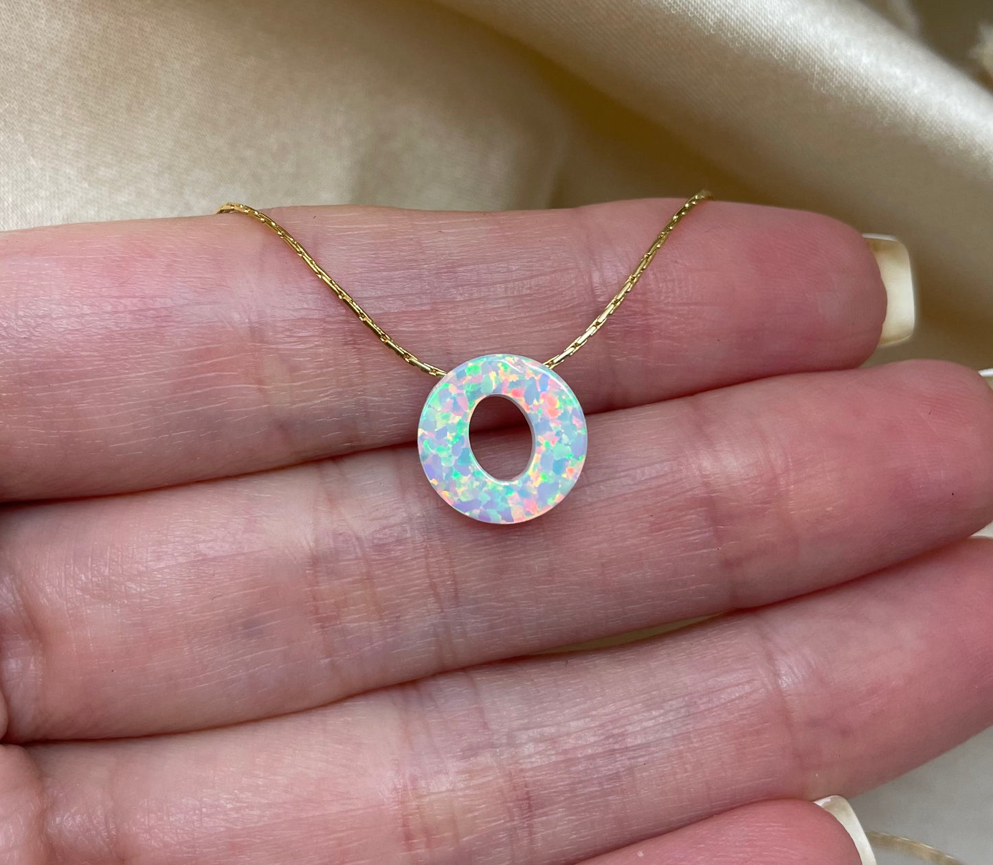 Personalized Opal Initial Necklace – Custom Letter A-Z