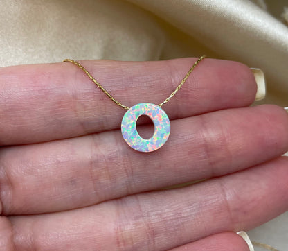 Personalized Opal Initial Necklace – Custom Letter A-Z