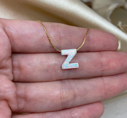 Personalized Opal Initial Necklace – Custom Letter A-Z - OpaLandJewelry