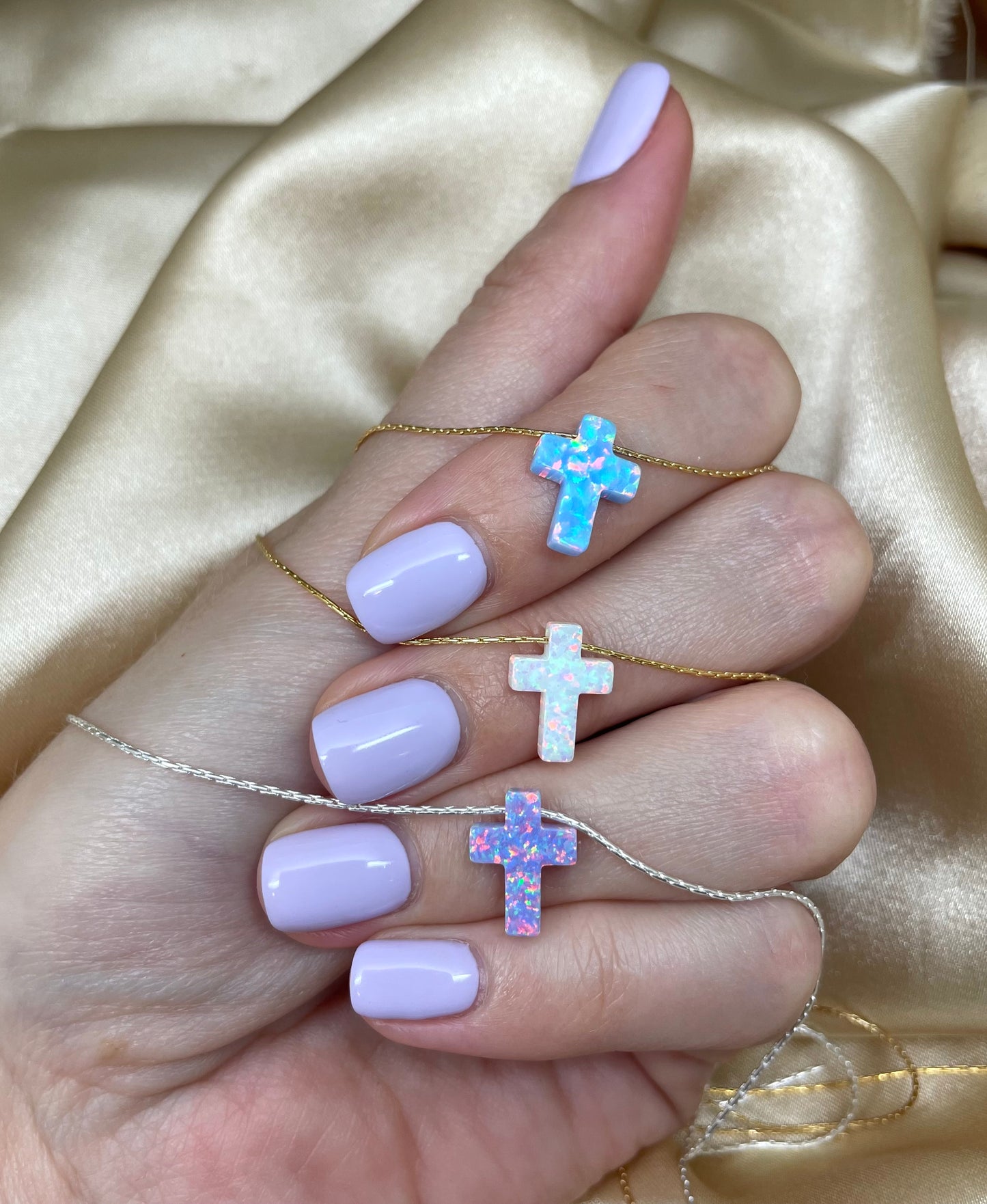 Opal Cross Necklace – Dainty Gold or Silver Faith Jewelry - OpaLandJewelry