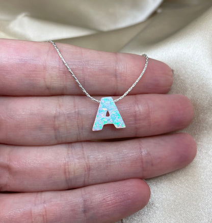 Personalized Opal Initial Necklace – Custom Letter A-Z