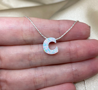 Personalized Opal Initial Necklace – Custom Letter A-Z